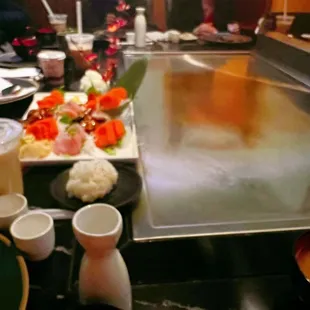 interior, sushi and sashimi