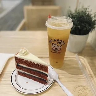 OKLABOBA, Boba Tea, Passion Fruit Tea, Dessert, Cake