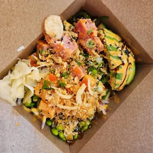 a take out box of food