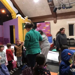 The stage and the props. Very entertaining. Good lighting and room for the actors on the play to interact with audience.