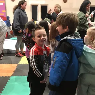 Excited after the play-everyone in good moods!