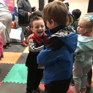 Having fun waiting for the bus to pick up