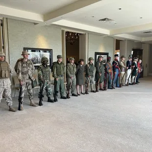 Marines showing the evolution of the uniform since 1775 to present day.