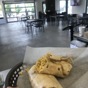 breakfast burrito with egg and cheese. 5$ plus tax