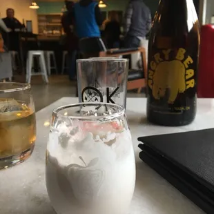 Post stir, root beer float.