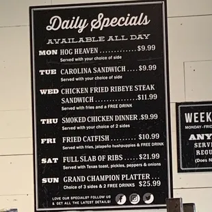 Daily specials