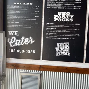 menus and prices on the wall