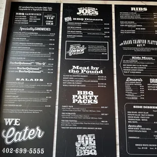 Menu board