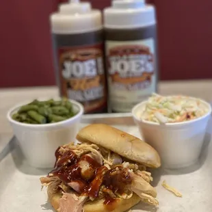 BBQ chicken, coleslaw and green beans