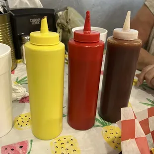 The three sauces they make Caroline mustard base barbecue a spicy barbecue and the mild barbecue.