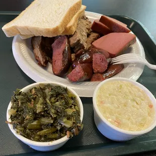 3 Meat Dinner, Sliced beef, hot links &amp; Bologna w. 2 sides