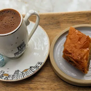 Turkish coffee and baklava.