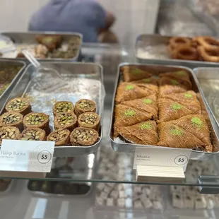 A small selection of the sweet pastries. Not pictured: many rows of other treats, sweet and savory.