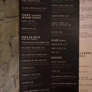 Food menu