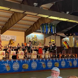 a band performing on stage