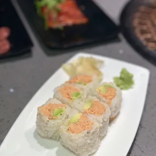 Spicy tuna roll as a palette cleanser between rounds of meat
