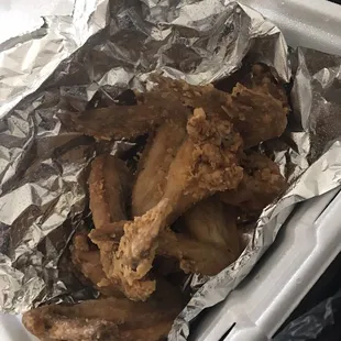 What are supposed to be fried wings. Smallest and softest fried wings I've ever had. Terrible!!