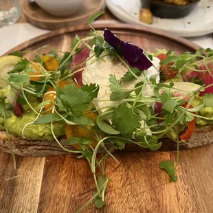 Avocado toast with poached egg.