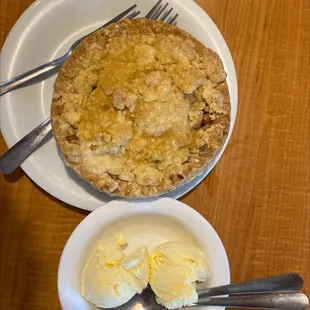 Mini apple pie with a side of ice cream!