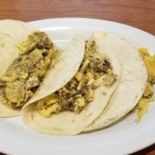 Breakfast tacos. $9.99
