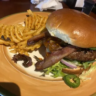a burger and fries