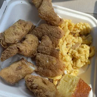 Fried catfish platter (from Lake Forest Park Farmer&apos;s Market Sunday) - fried catfish was perfection along with tartar sauce, yum!!