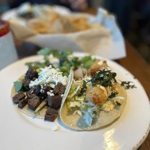 Steak and fish tacos