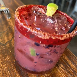 Blackberry jalapeño margarita
