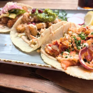 Tres Tacos $21 Taco of the month (Coconut Shrimp) + $? Blackened Shrump + $4 Lobster + $7