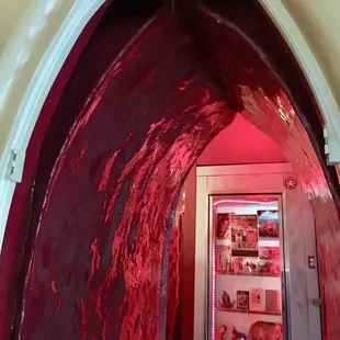 a door with a red tint on it