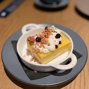 a piece of dessert on a plate