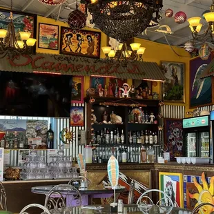Colorful bar area.
