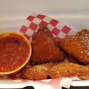 Pepperoni fritters, one of the monthly appetizers (delivered)