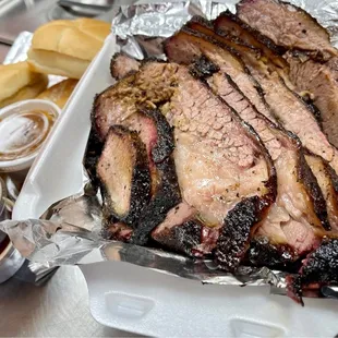 a tray of brisked meat