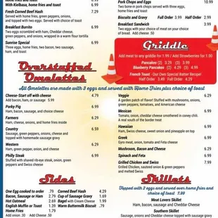 the menu of the restaurant