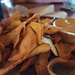 a pile of potato chips