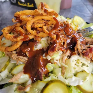 Salad with pulled pork
