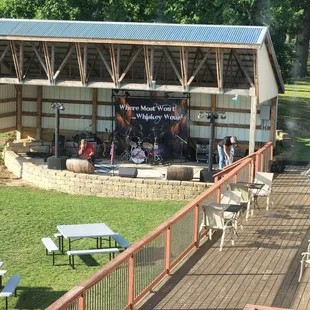 a stage with a band on it