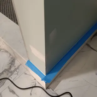 he kitchen floor being remodeled