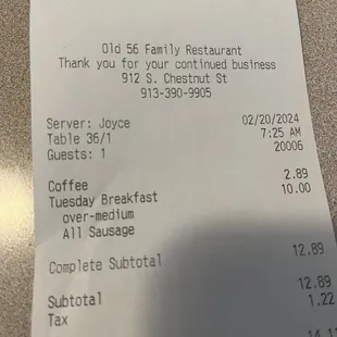 Great server like Joyce, she has been around here for long time on Tuesday and Wednesday only