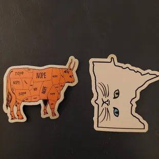 Nope on the cuts of beef and MN cat sticker. $1 each.