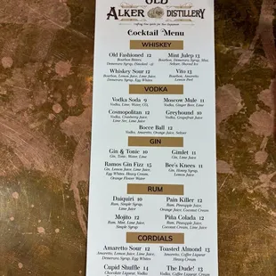 Cocktail Menu