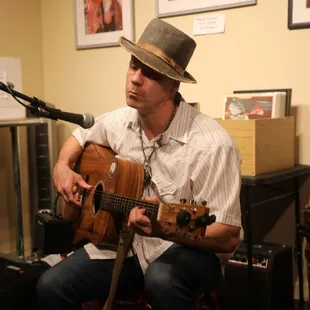 A participant at one of our open mic nights. Check our schedule and sign up for your 15 minutes of fame.