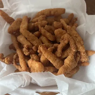 Clam strips yummy.