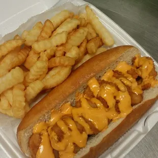 Shrimp Po boy sandwich with fries $ 7.99