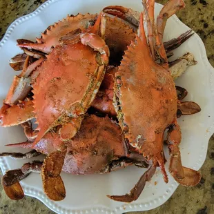 Blue crabbed steamed and seasoned