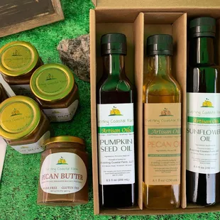 a selection of pumpkin seed oil