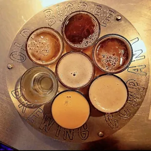 six different types of beer