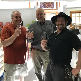 Dr. Long (middle), Seth (right) and I enjoyed a decent taste of Kirkland&apos;s XO cognac. Not bad at all!