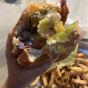 Taproom burger with fries